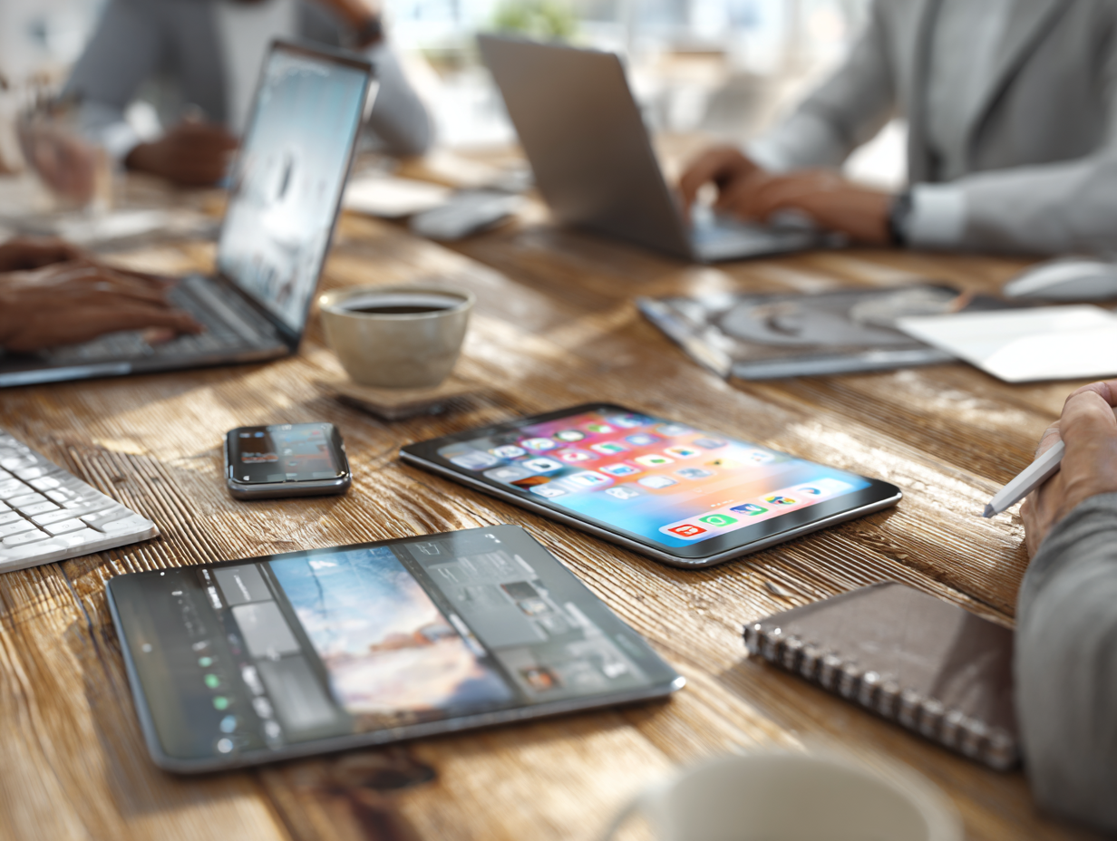 Designers prototyping a mobile app interface